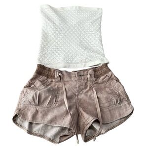 Free People Strapless Textured Tube Top Jolt Cargo Shorts Casual Summer Outfit